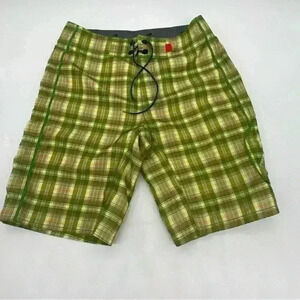 The North Face Board Shorts Green/Yellow Plaid Size 32